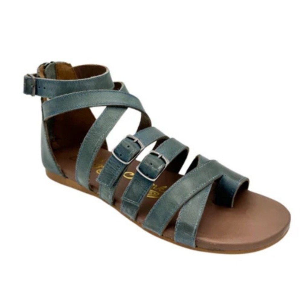 New Sandal Named Blair By Naughty Monkey Sz 10 Multi Strap Teal Adjustable NWOB - Picture 2 of 8